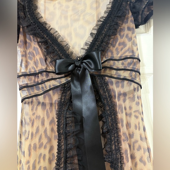 Leopard Print Sheer Lace Trim Robe Trashy Lingerie - Picture 2 of 6